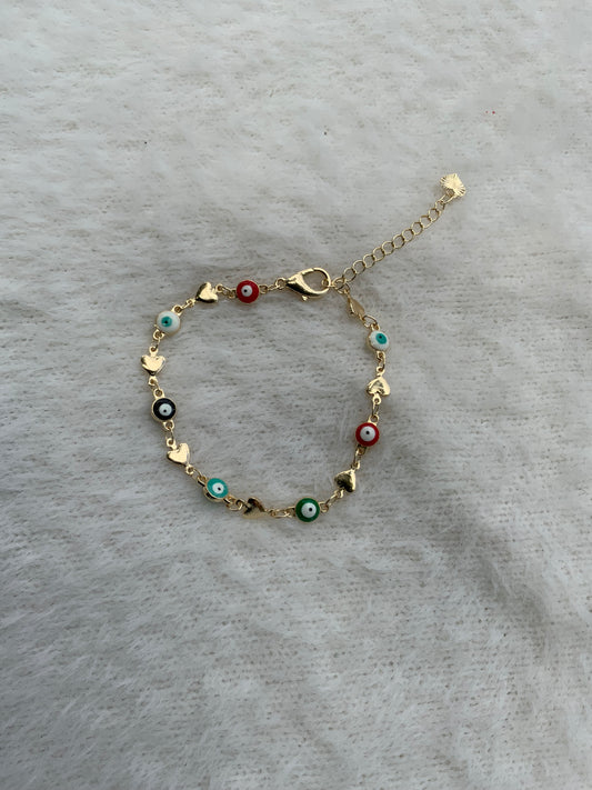Evil Eye & Hearts Bracelet