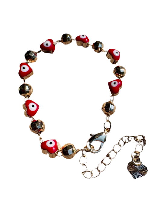 Red Heart Evil Eye Baby Bracelet