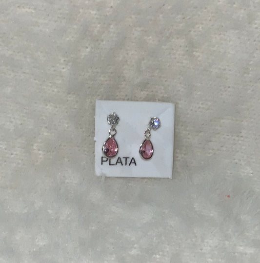 Bling & Pink Teardrop Studs