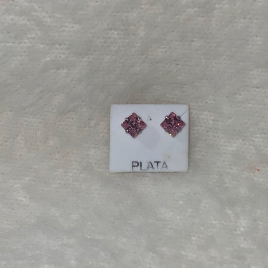 Pink Square Studs