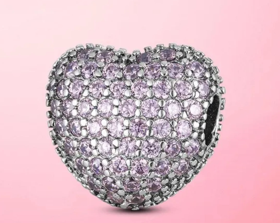 Pink Iced Heart Charm