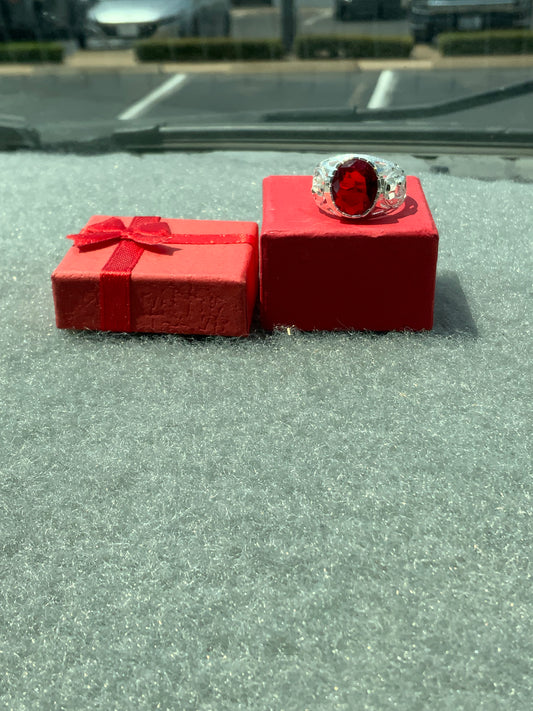 Red Stone Herradura Ring (Size 9)