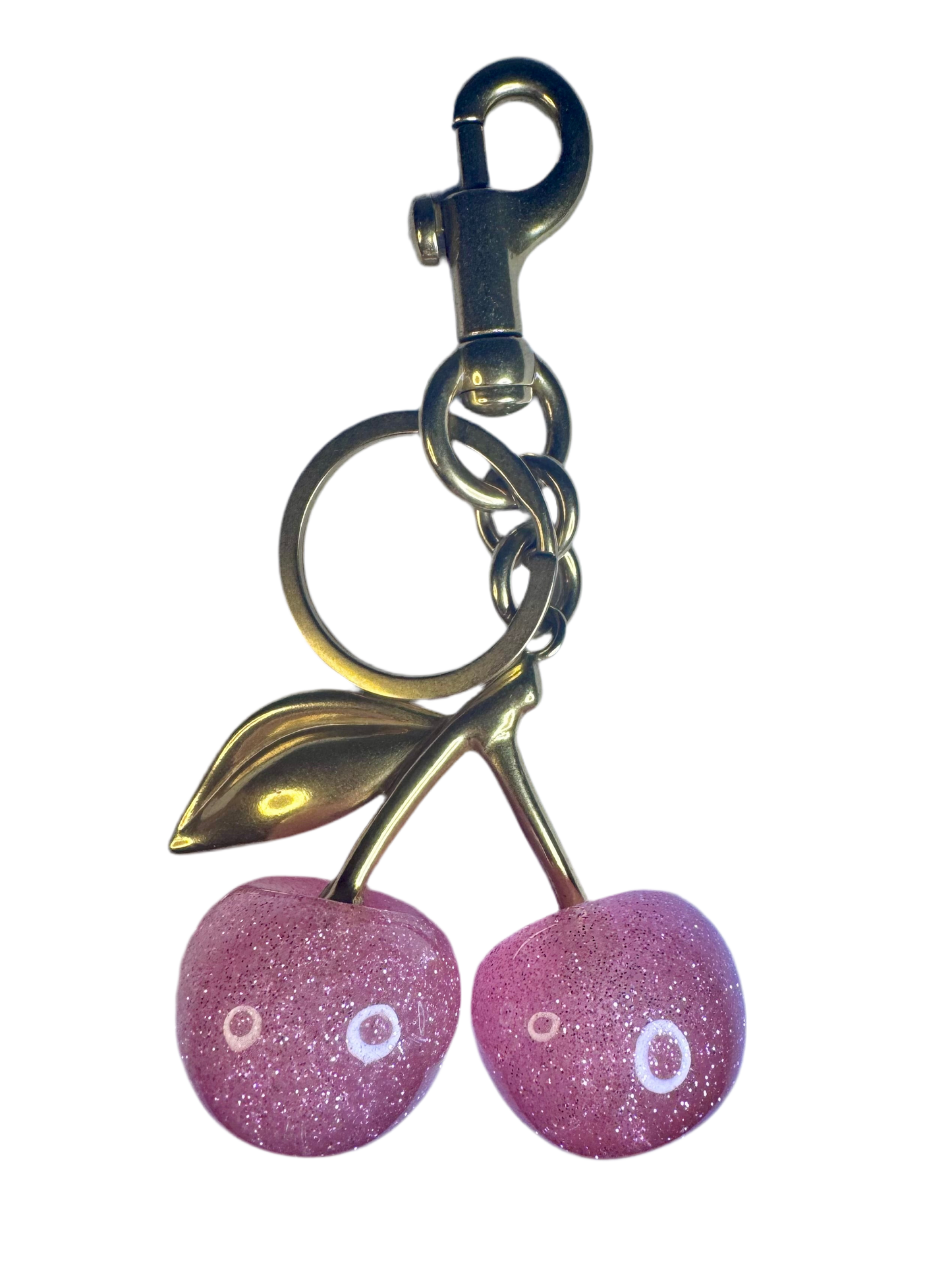 Pink/Gold Cherry Keychain