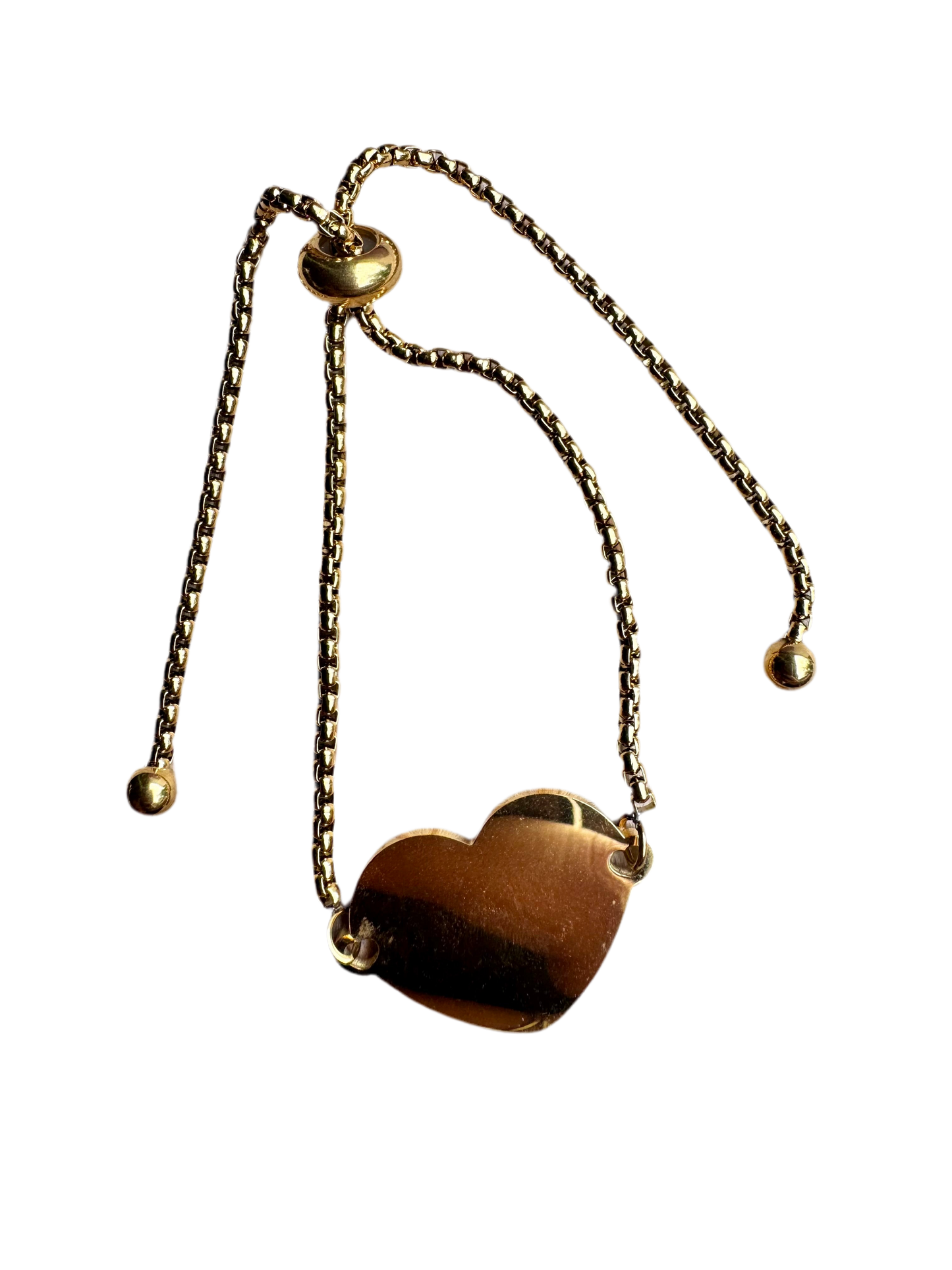 Heart Gold Adjustable Personalized Bracelet