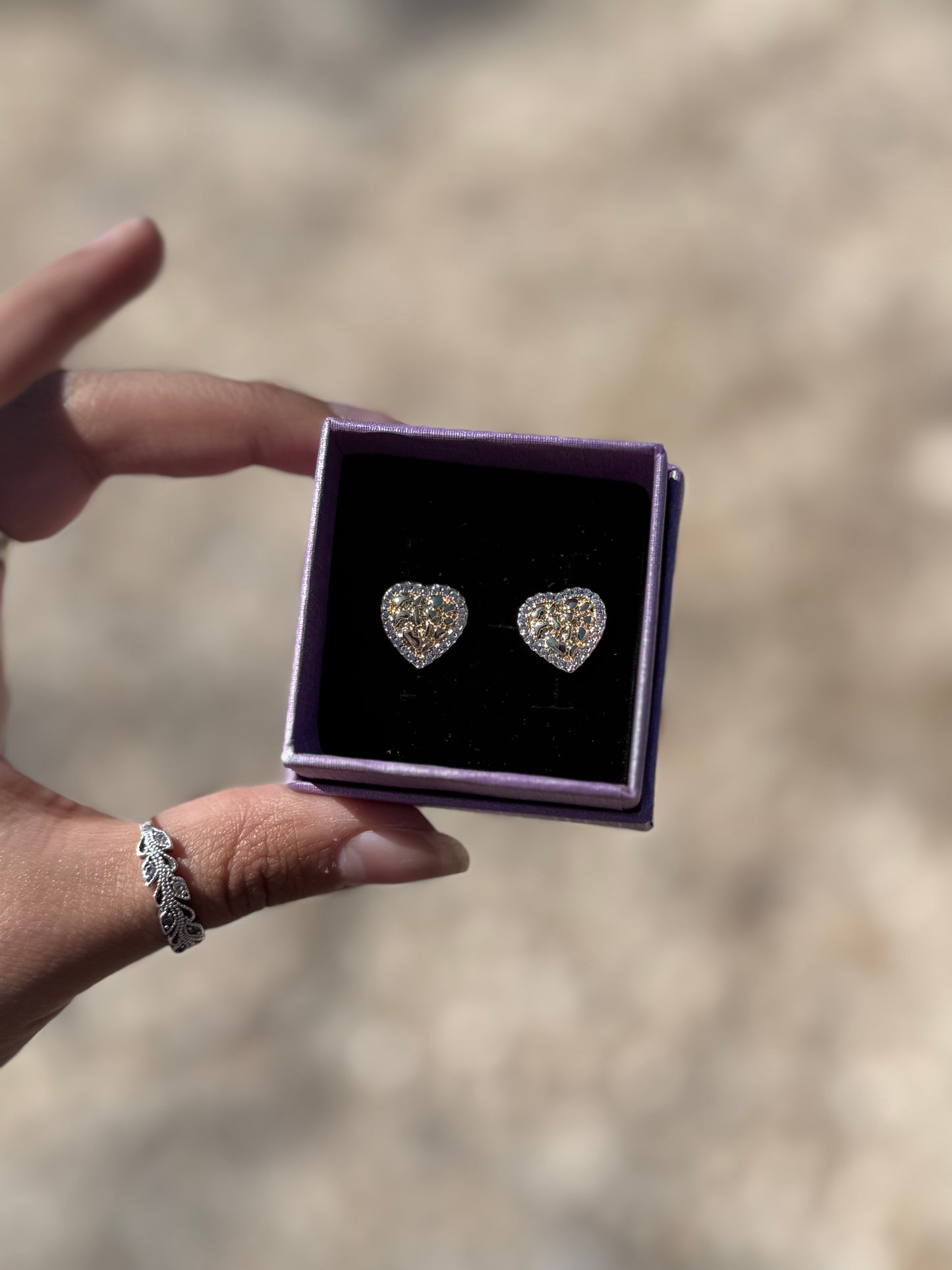 Diamond Heart Nugget Earrings
