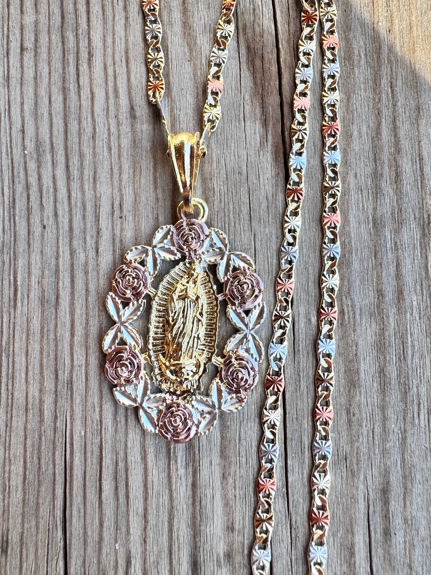 Virgencita Rosas Medalla Necklace