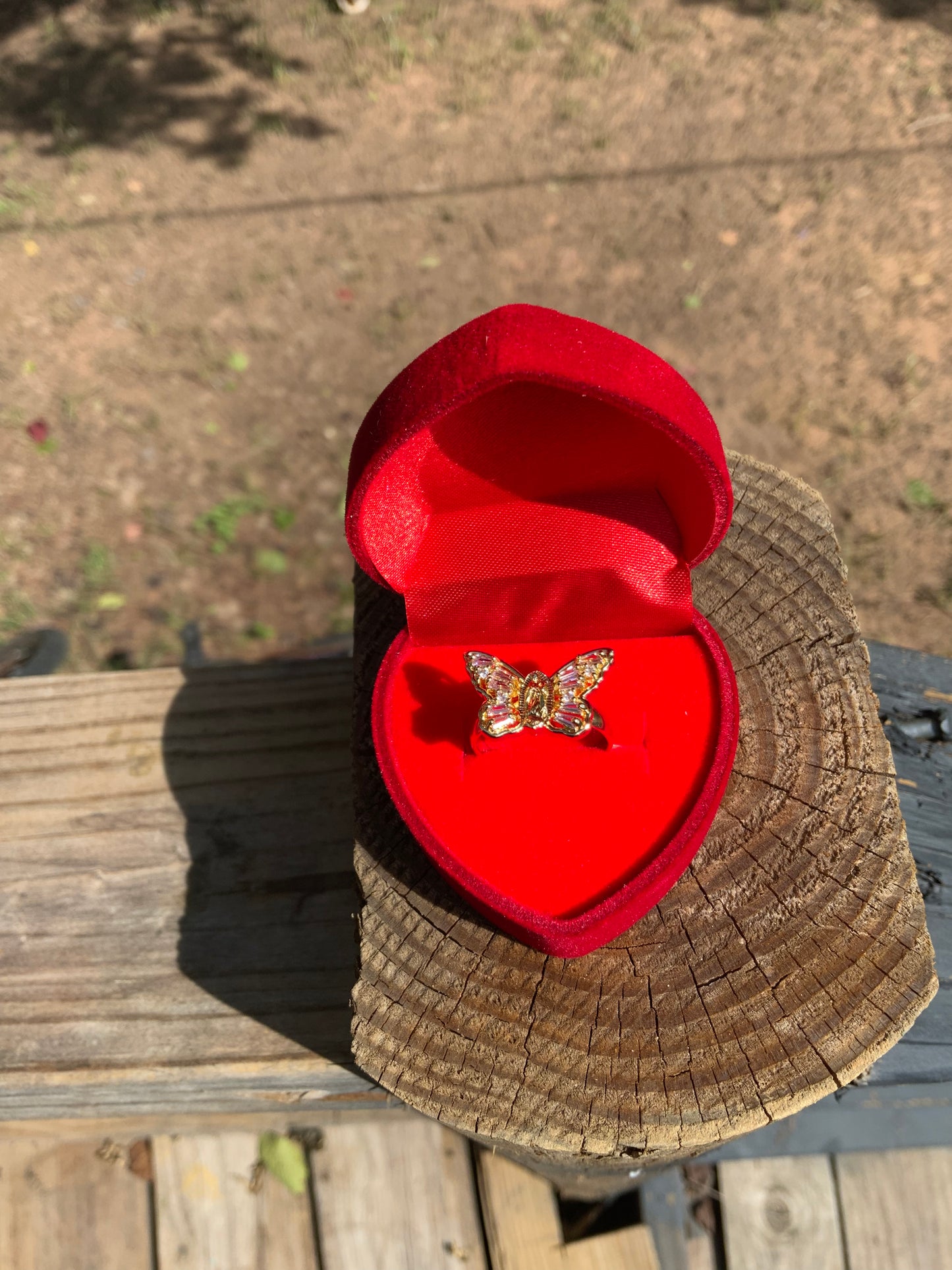 Pink Mariposa Virgencita Ring