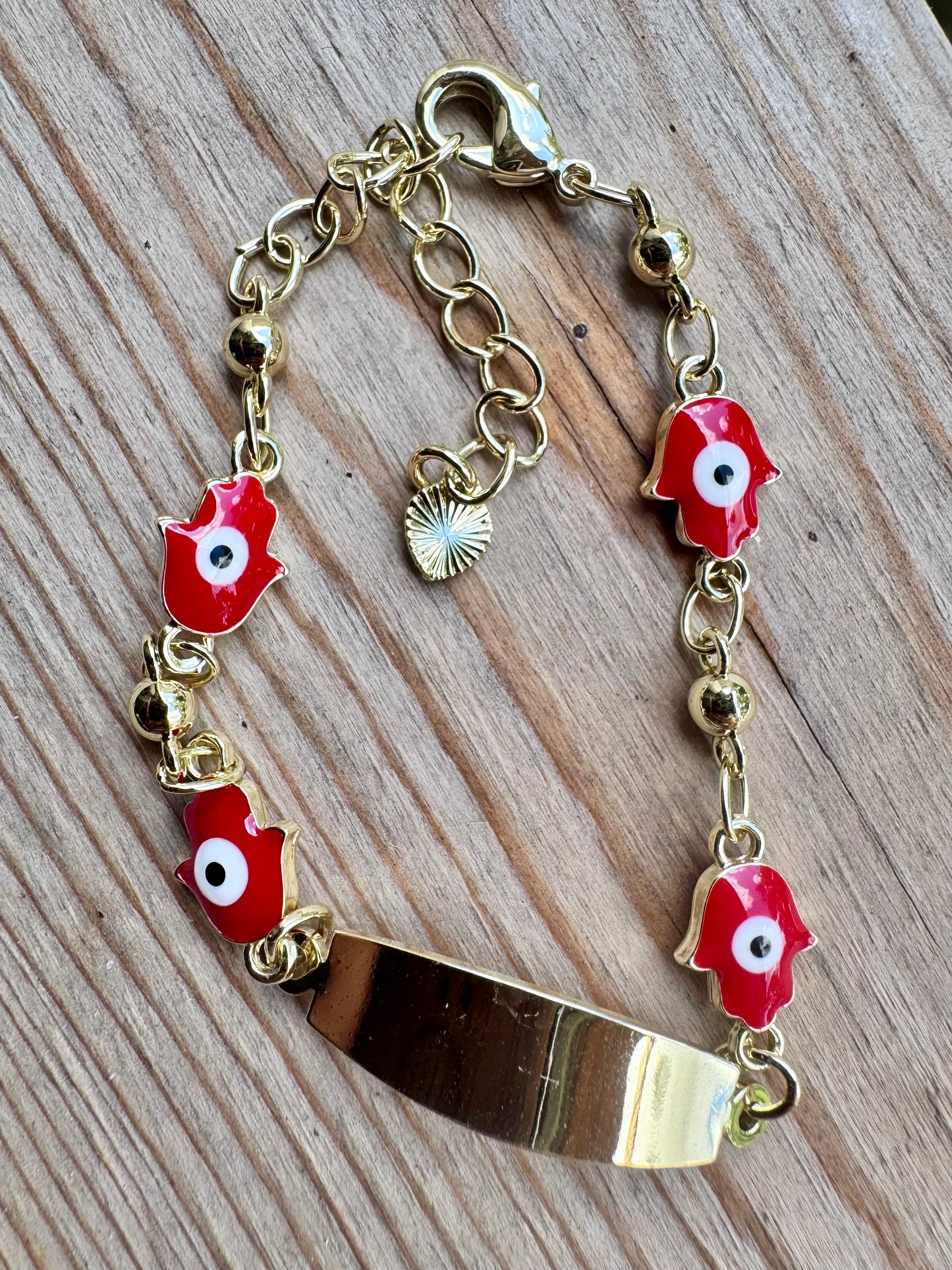 Hamsa Red Eyes ID Bracelet