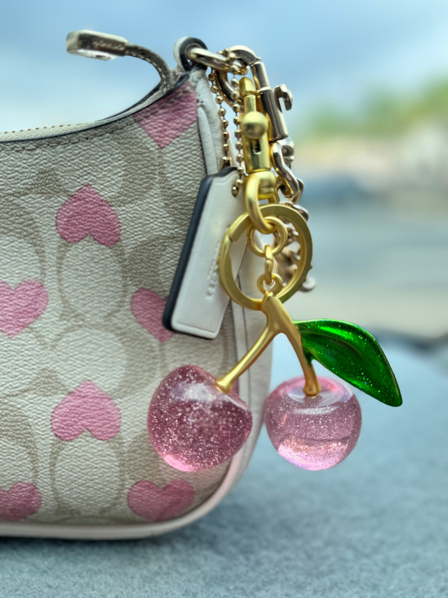 Pink Cherry Keychain