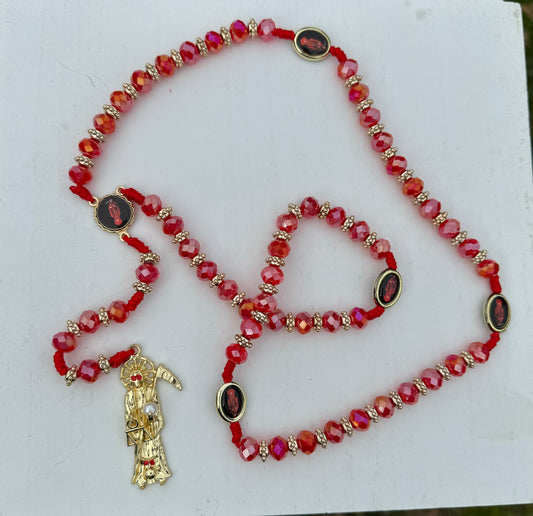 Santa Muerte Red Rosary