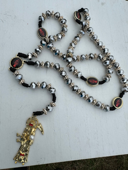 Santa Muerte Silver Rosary