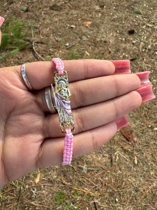 San Judas Pink Mini Thread Bracelet
