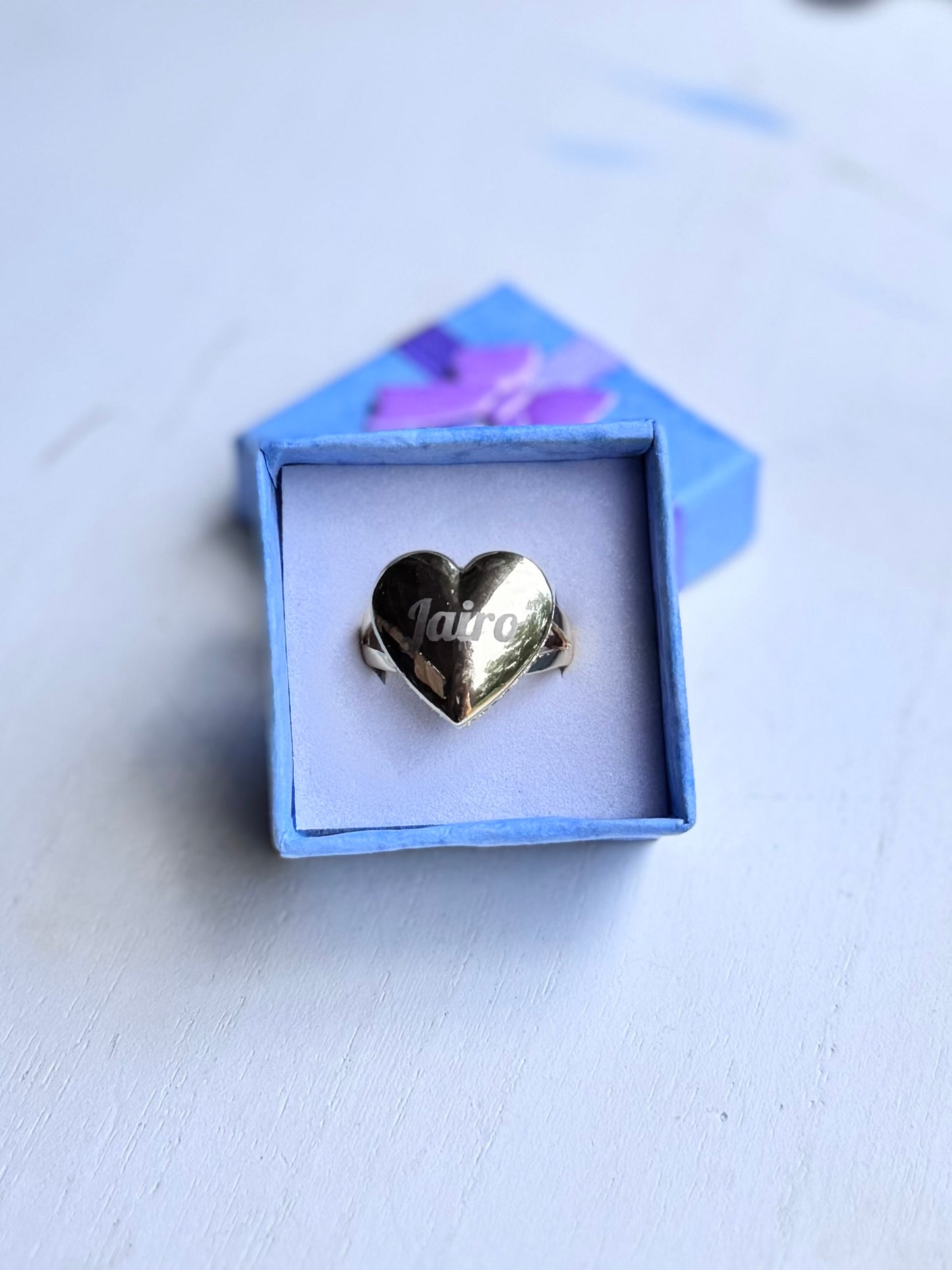 Golden Heart Custom Name Ring