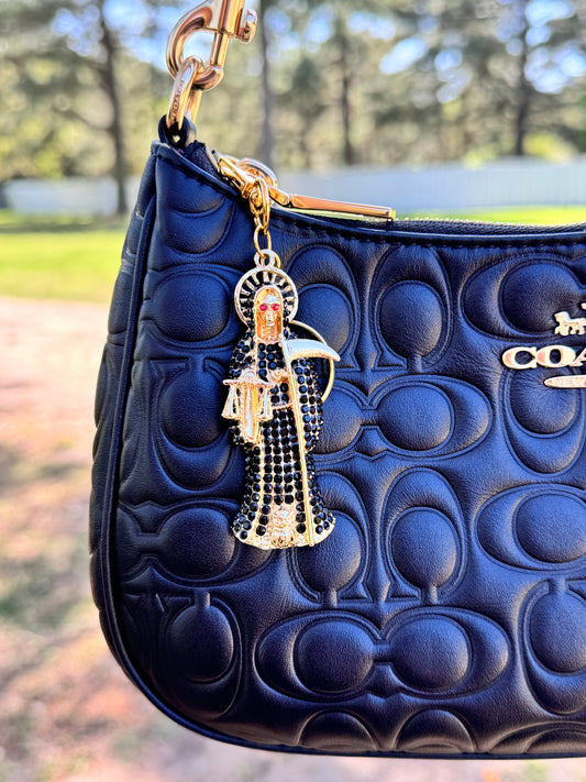 Santa Muerte Black Statue Keychain