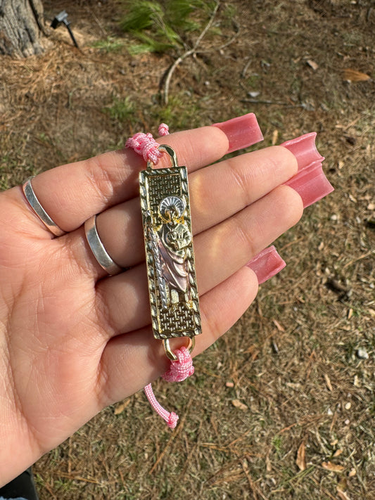 San Judas Pink Thread Bracelet