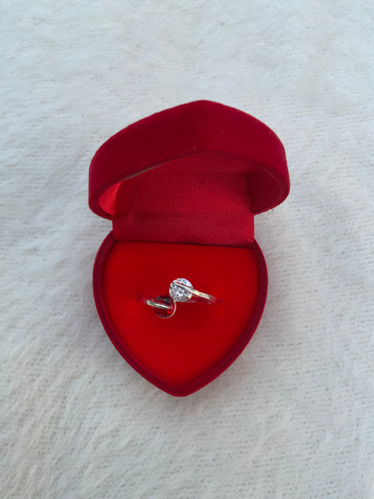 White & Red Gem Stone Ring (Size 8.5)