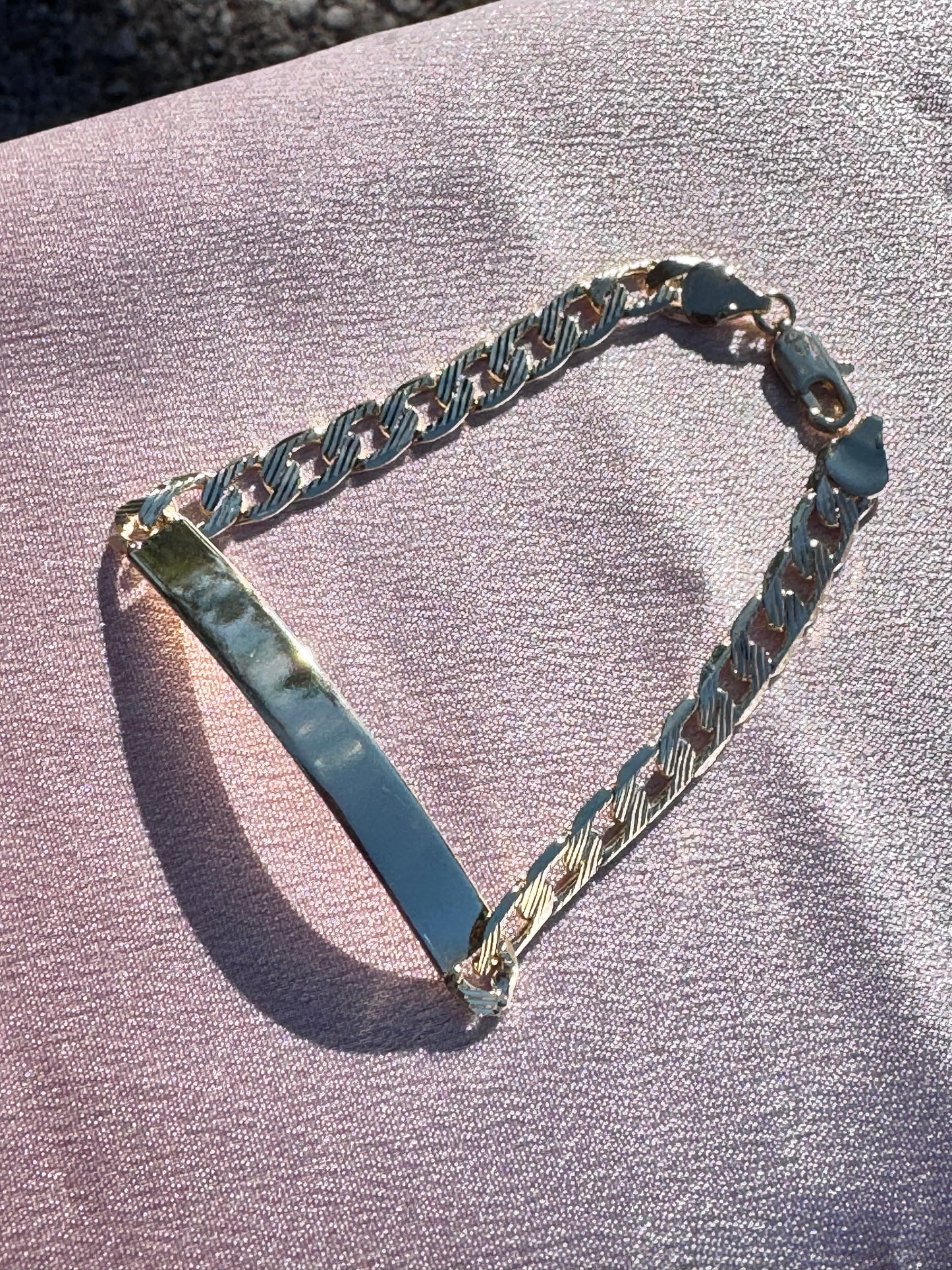 Embossed Cuban Link ID Plate Bracelet