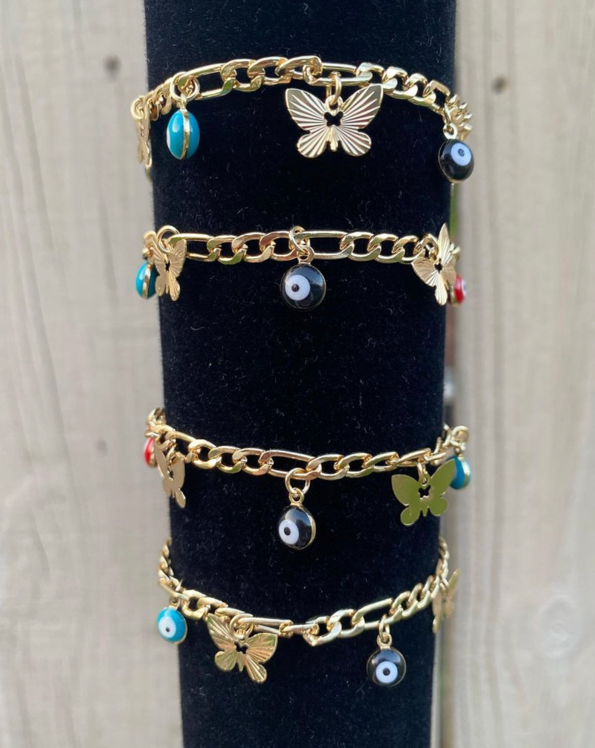Butterfly Evil Eye Charm Bracelet