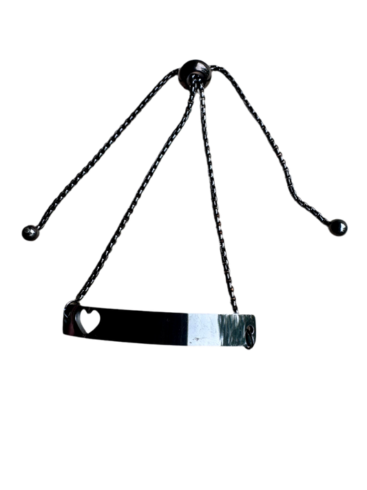 Heart ID Plate Black Adjustable Personalized Bracelet