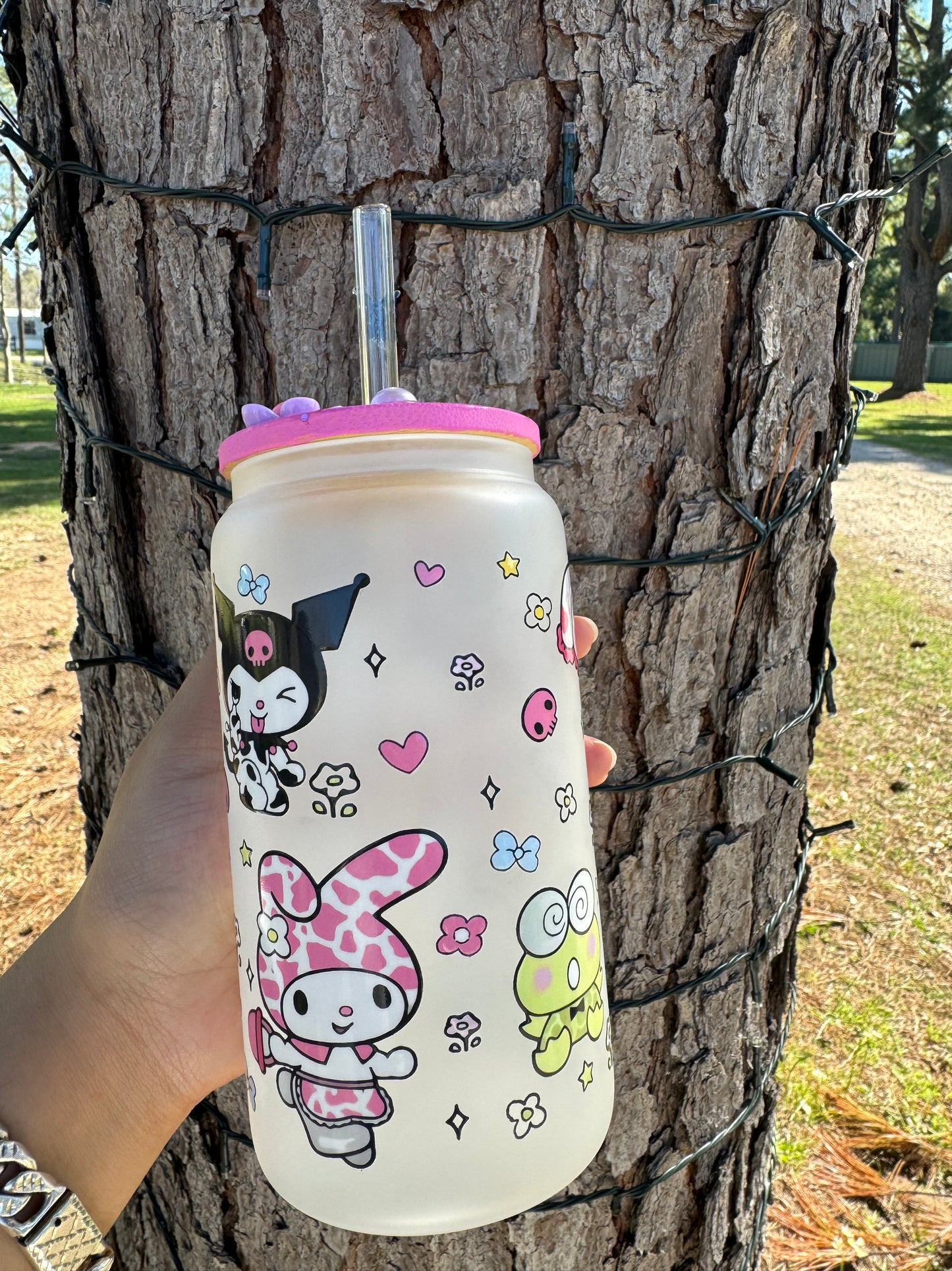 Kuromi and Melody Frosted Glass Cup