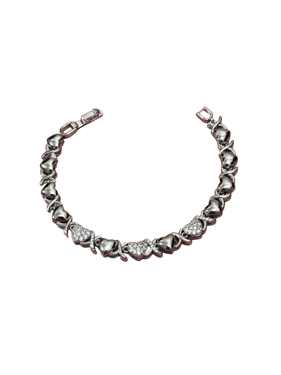 Heart Link Silver Plated Bracelet