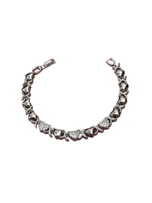 Heart Link Silver Plated Bracelet