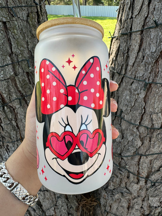 Minnie Mouse Frosted Glass Cup