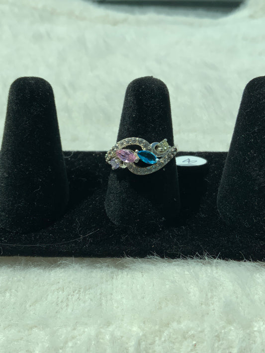 Single Wave Color Bling Ring