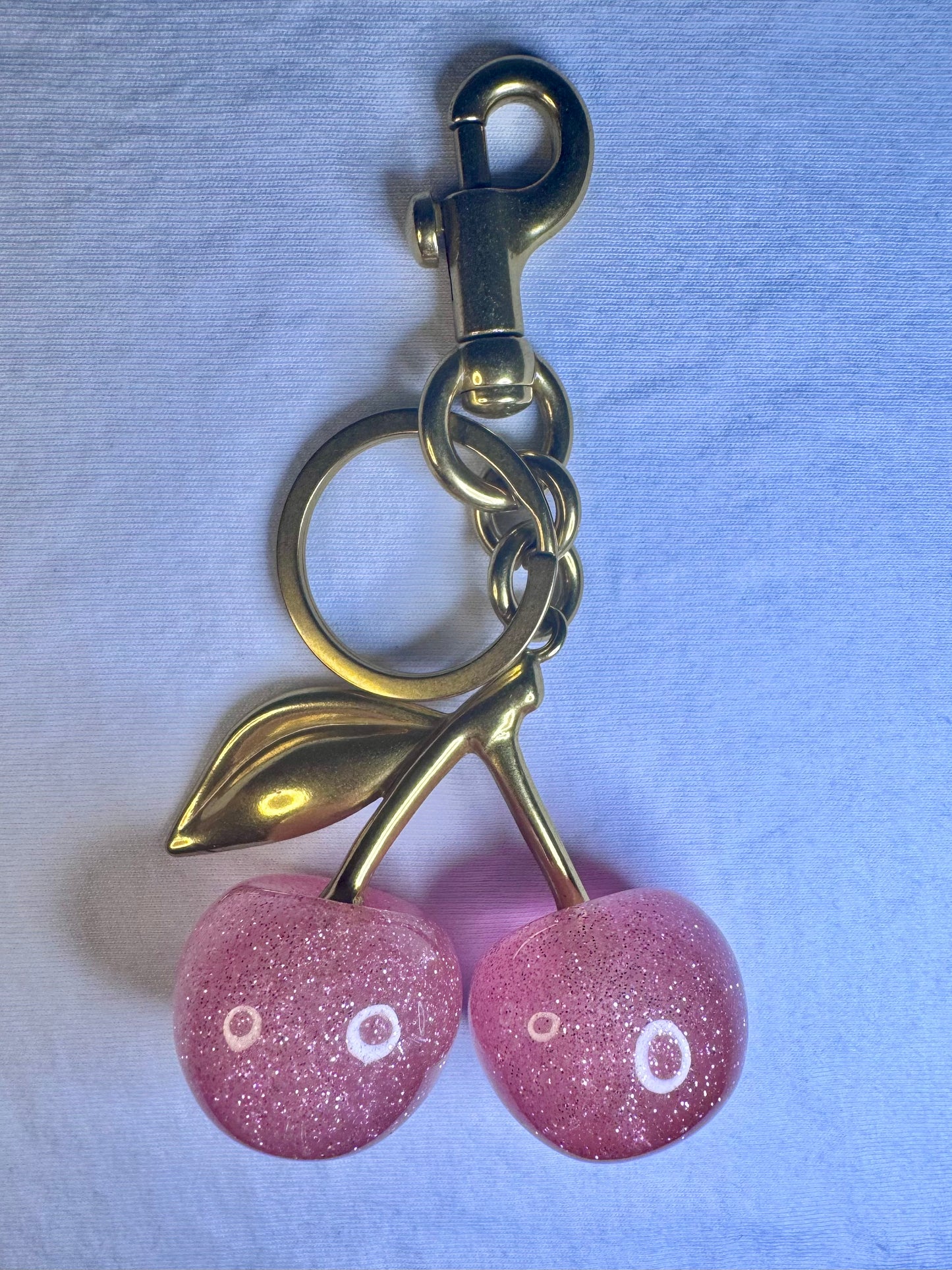Pink/Gold Cherry Keychain