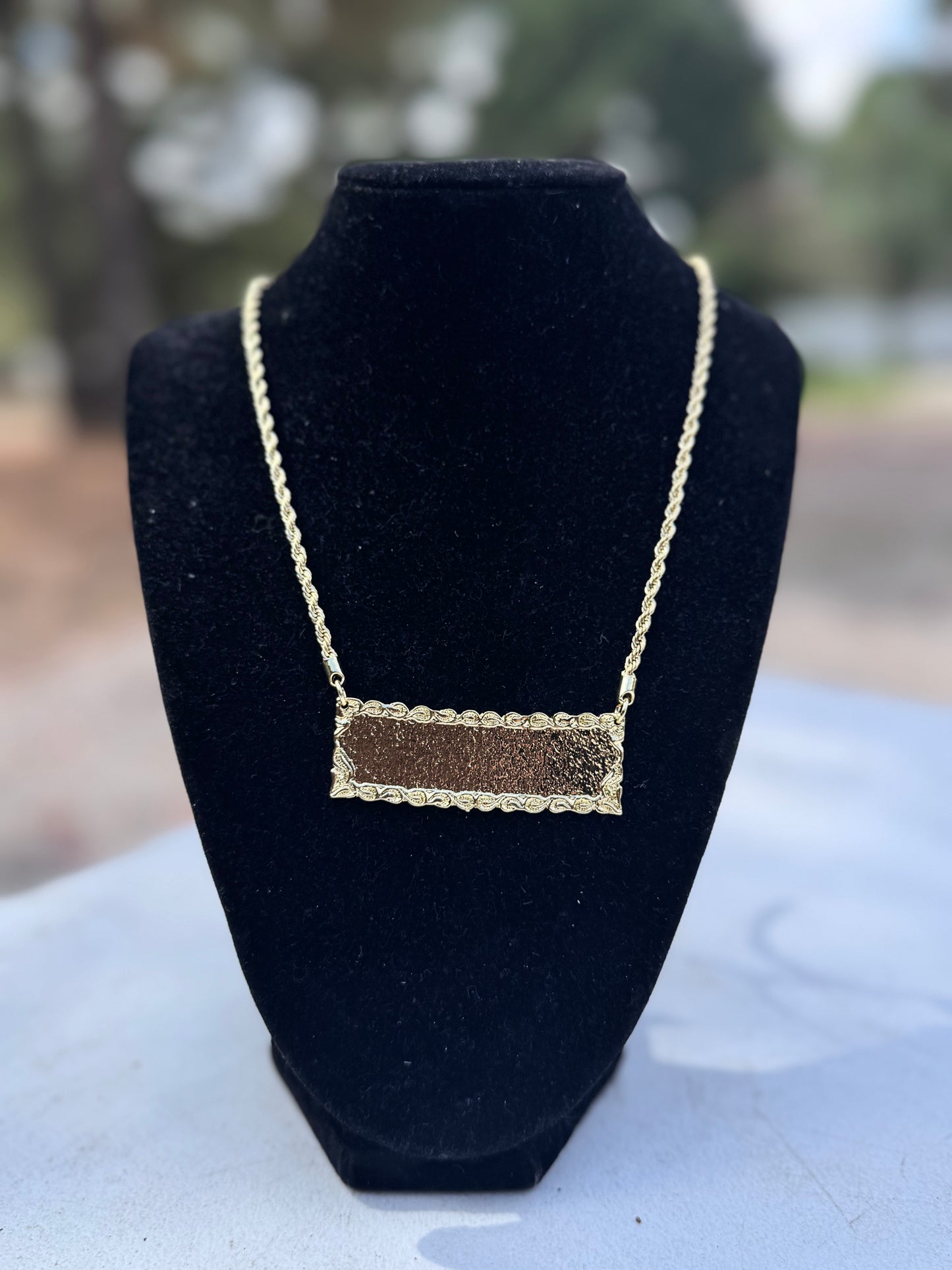 Engraved Name Plate Rope Necklace