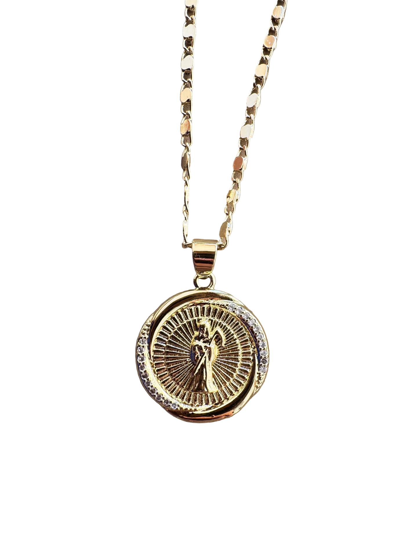 Santa Muerte Halo Coin Necklace