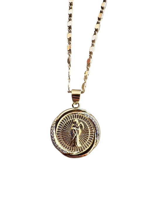 Santa Muerte Halo Coin Necklace