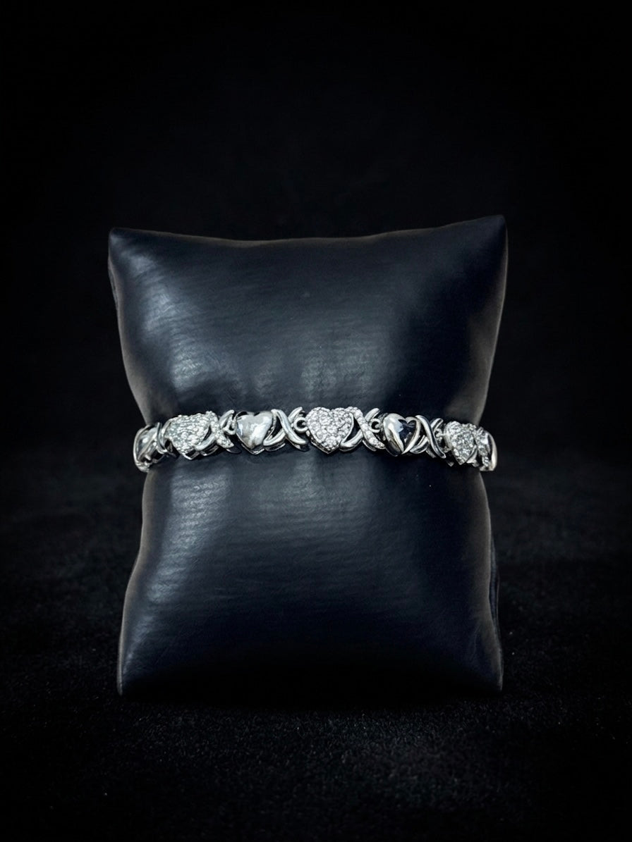 Heart Link Silver Plated Bracelet