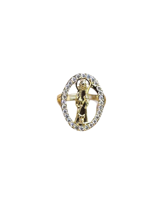Santa Muerte Round Adjustable Ring