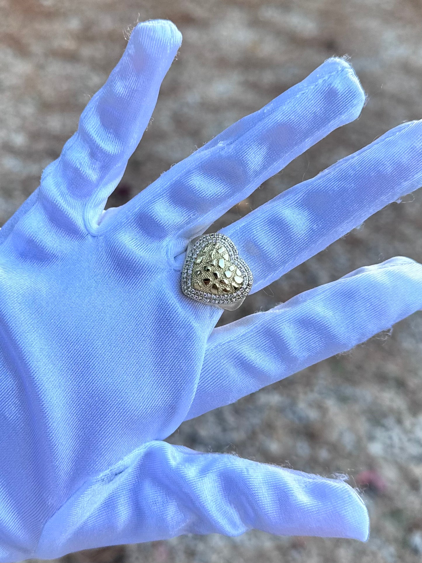 Chunky Nugget Heart Ring (Gold)