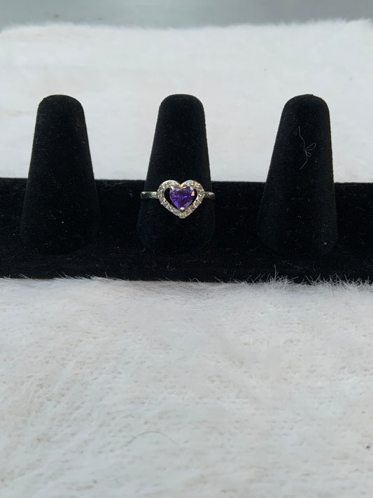 Purple Gem Heart Ring (Size 8)
