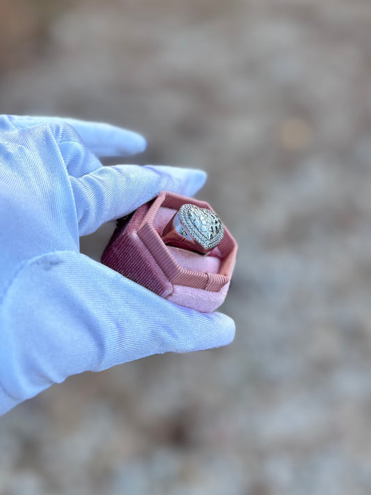 Chunky Nugget Heart Ring (Silver)