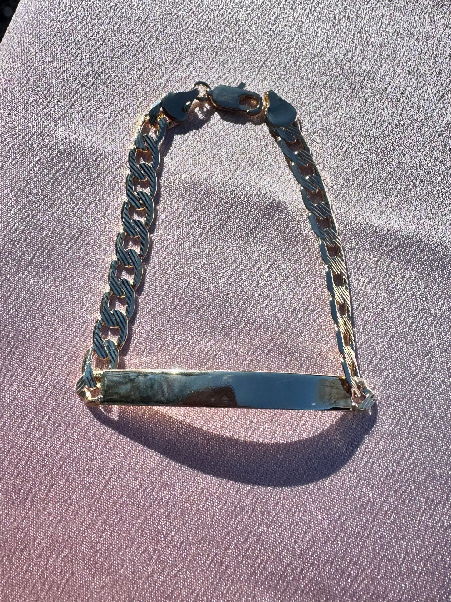 Embossed Cuban Link ID Plate Bracelet
