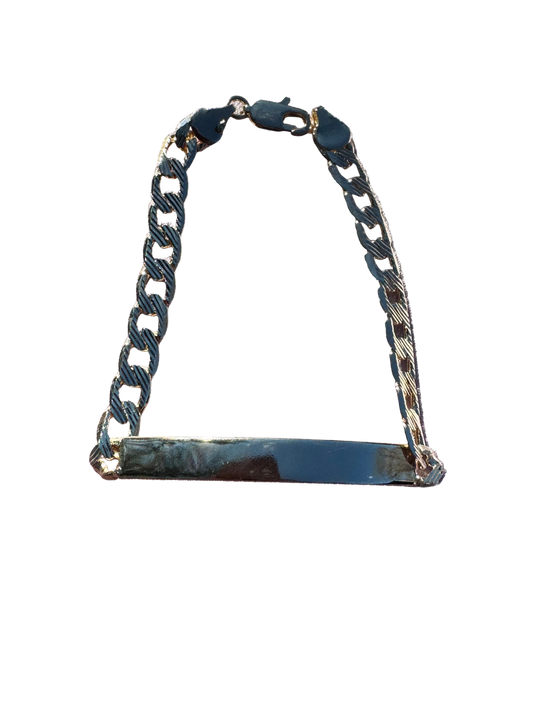 Embossed Cuban Link ID Plate Bracelet