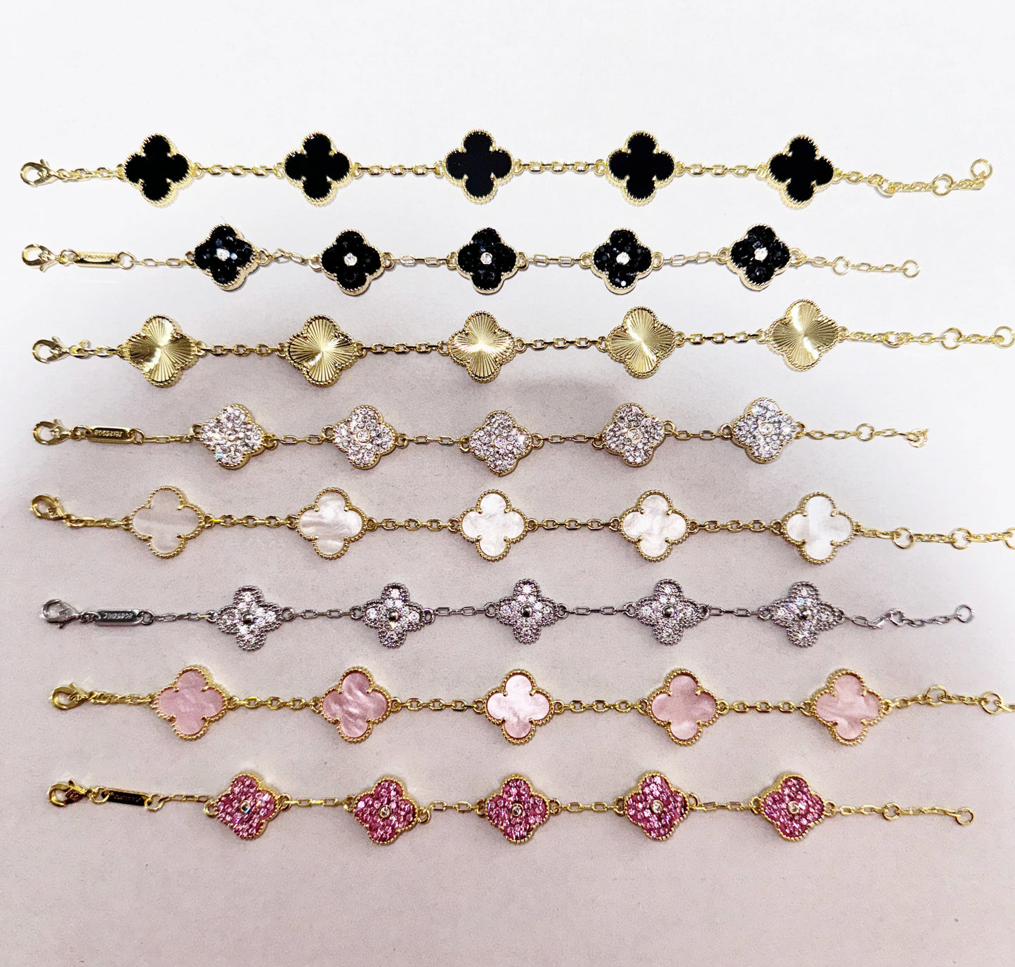 Black Diamond/Gold Clover Bracelet