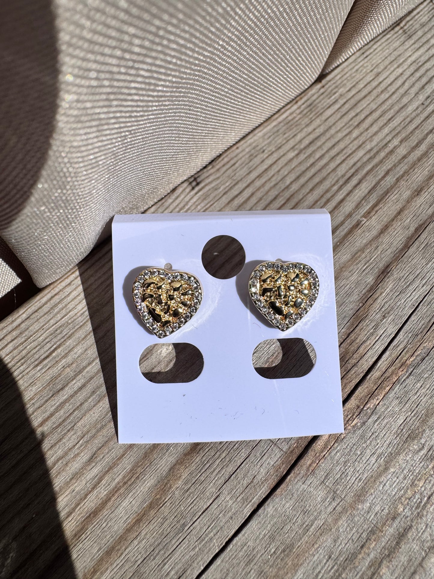 Diamond Heart Nugget Earrings