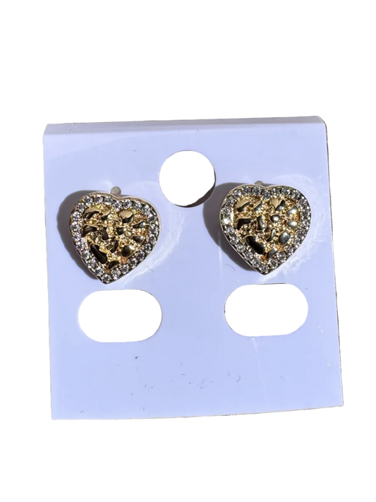 Diamond Heart Nugget Earrings