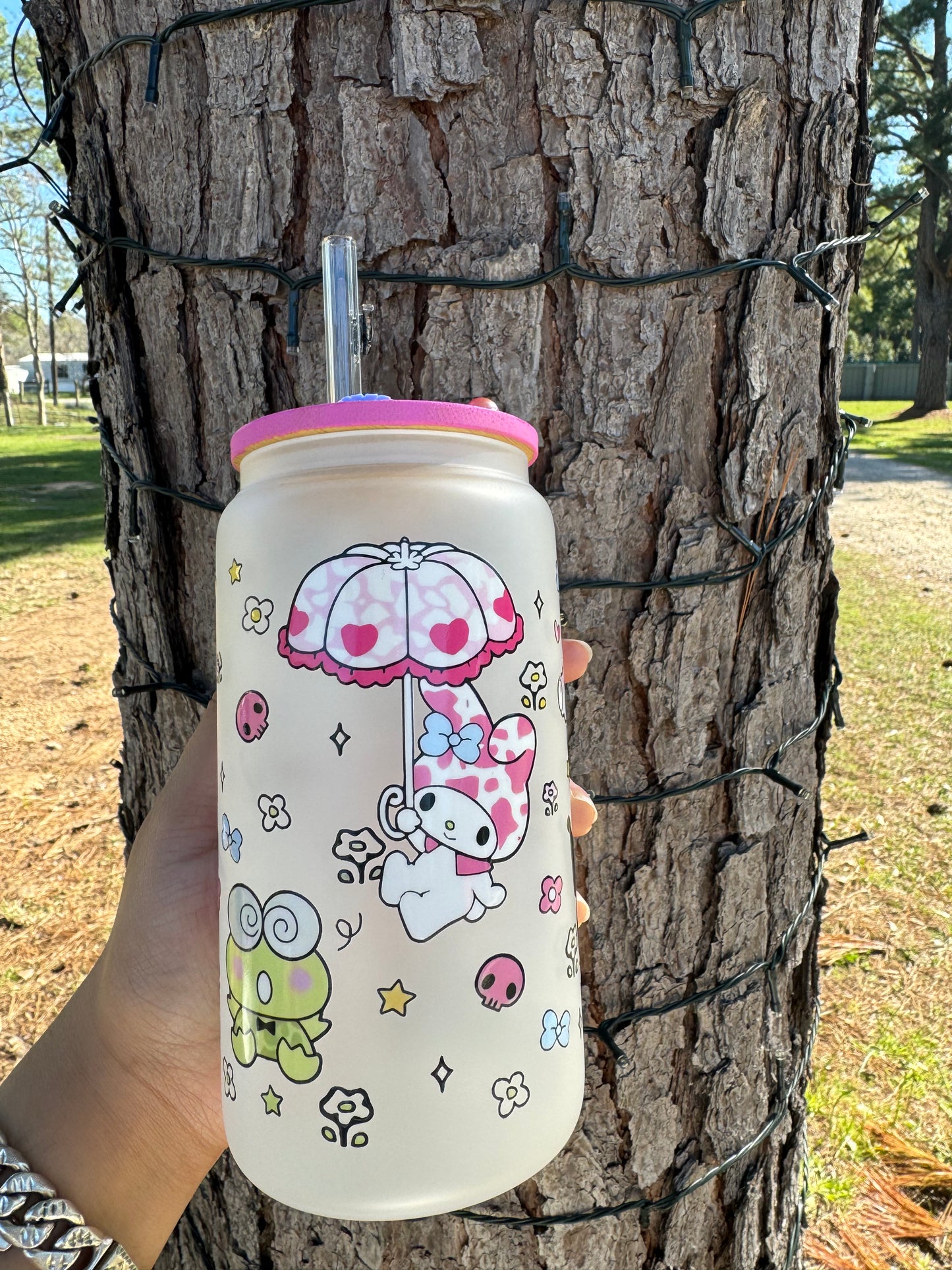 Kuromi and Melody Frosted Glass Cup