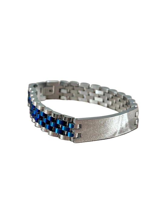 Blue Silver ID Jubilee bracelet