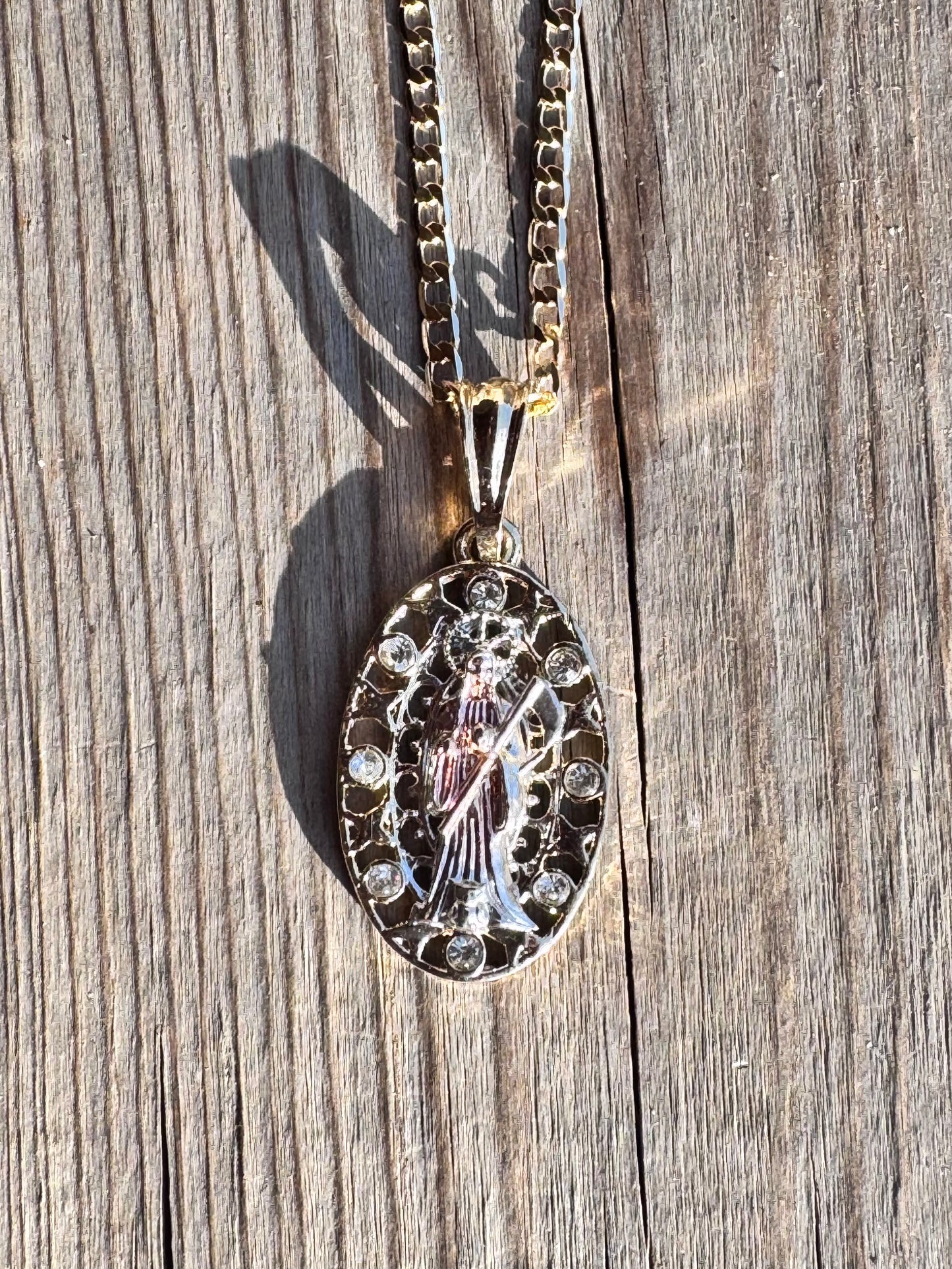 Santa Muerte Medalla Divina Necklace