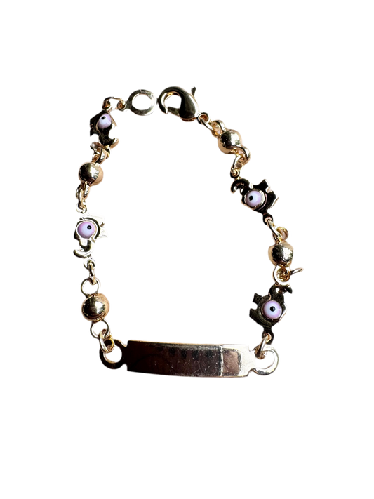 Pink Elephants Evil Eye Baby Bracelet Esclava