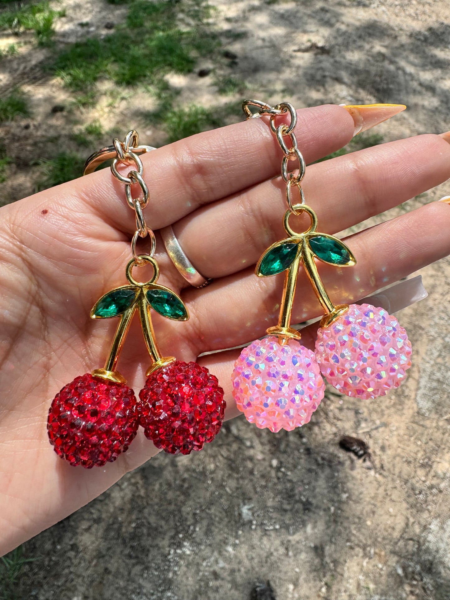 Pretty Red Cherry Keychain