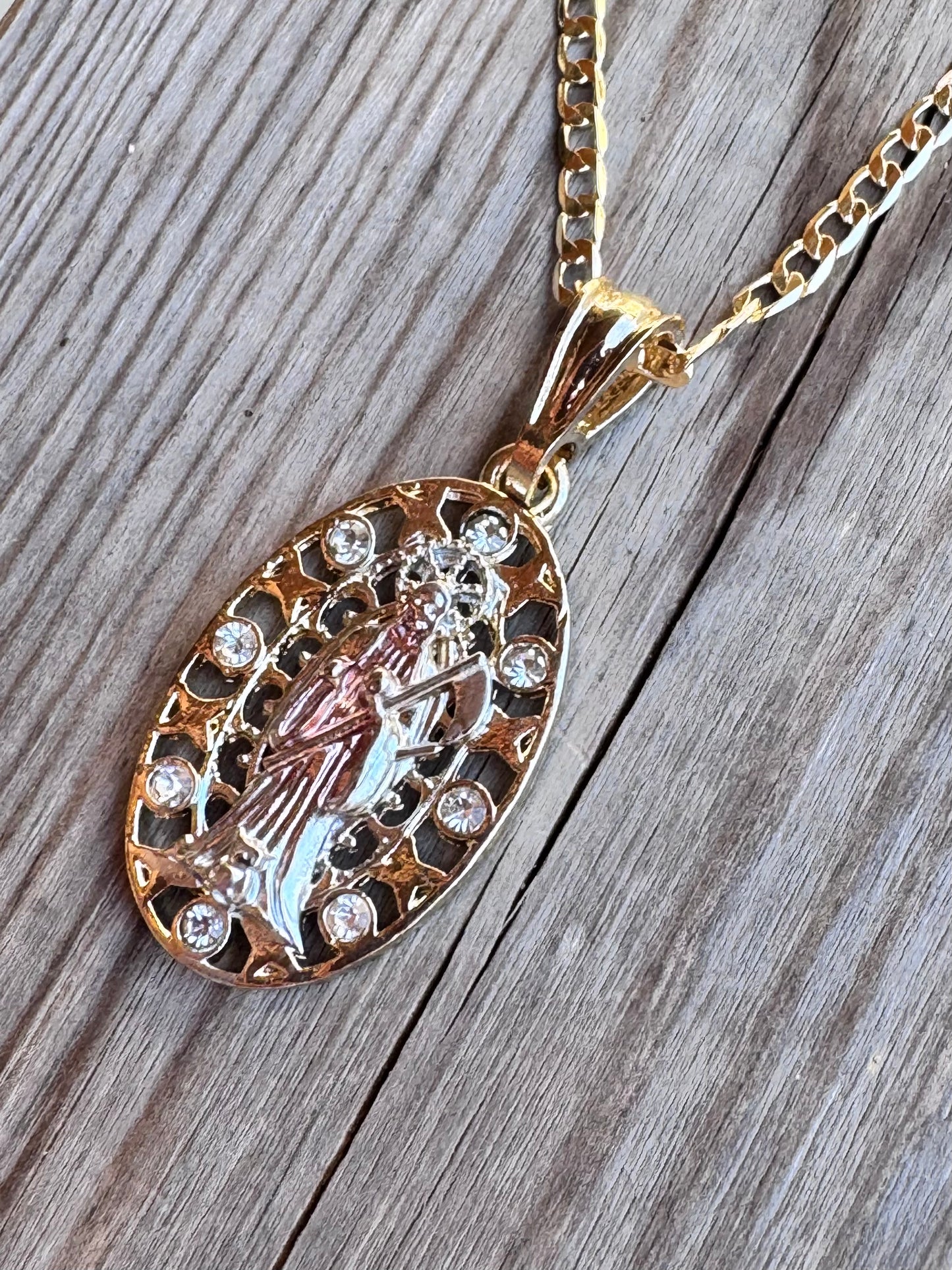 Santa Muerte Medalla Divina Necklace