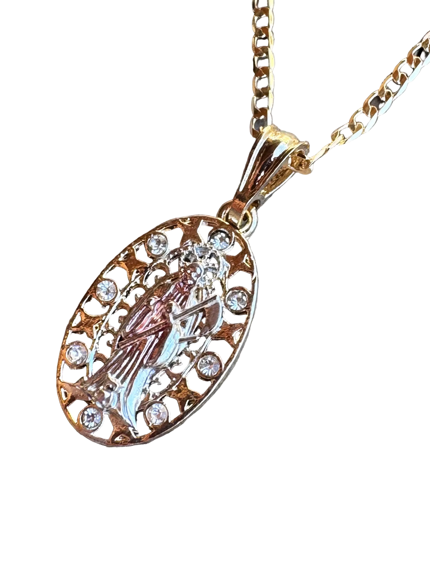 Santa Muerte Medalla Divina Necklace