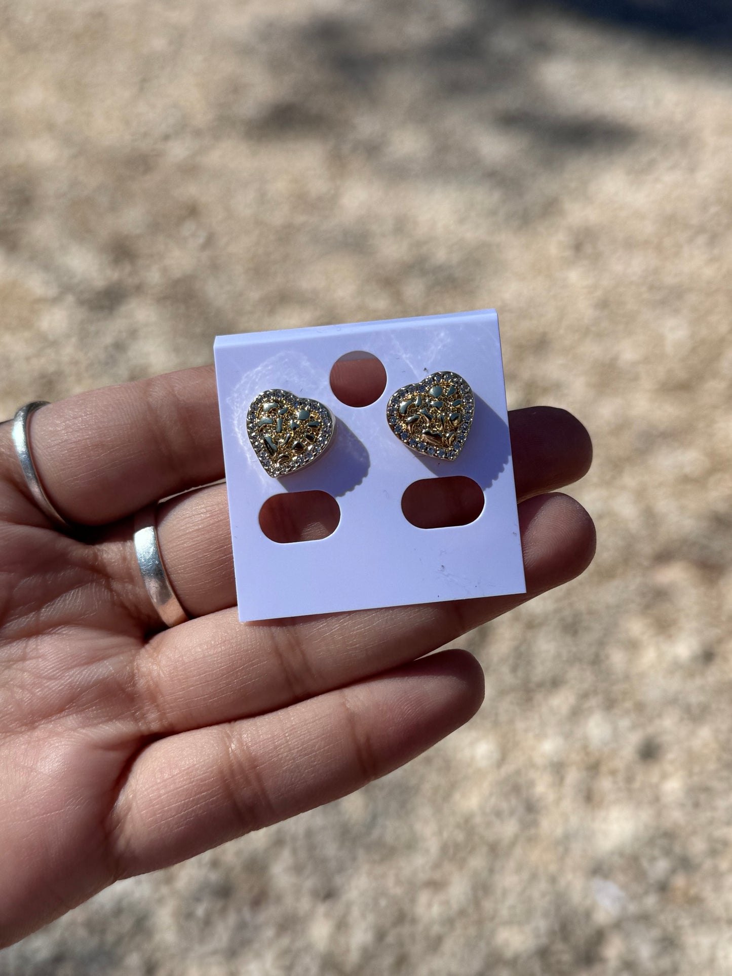 Diamond Heart Nugget Earrings